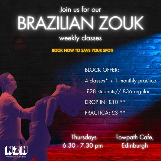 4 week Brazilian zouk classes in edinburgh, Scotland. Taught by Alecs and Azul.