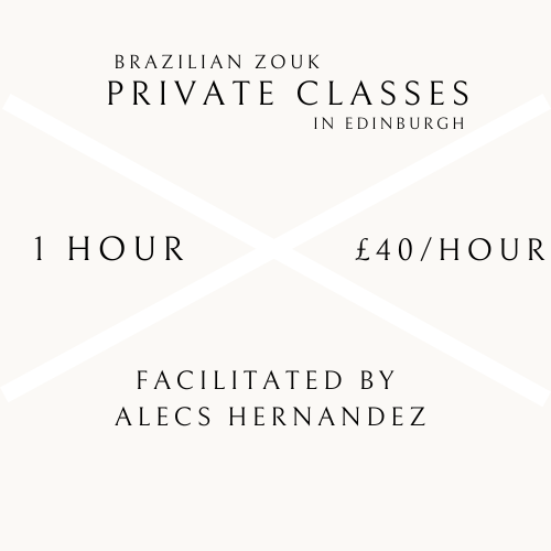 1 hour private Brazilian Zouk dance class w/ Alecs Hernandez. In Edinburgh.

Contact Info@Northernzoukhub.com for any questions, requests or inquiries.